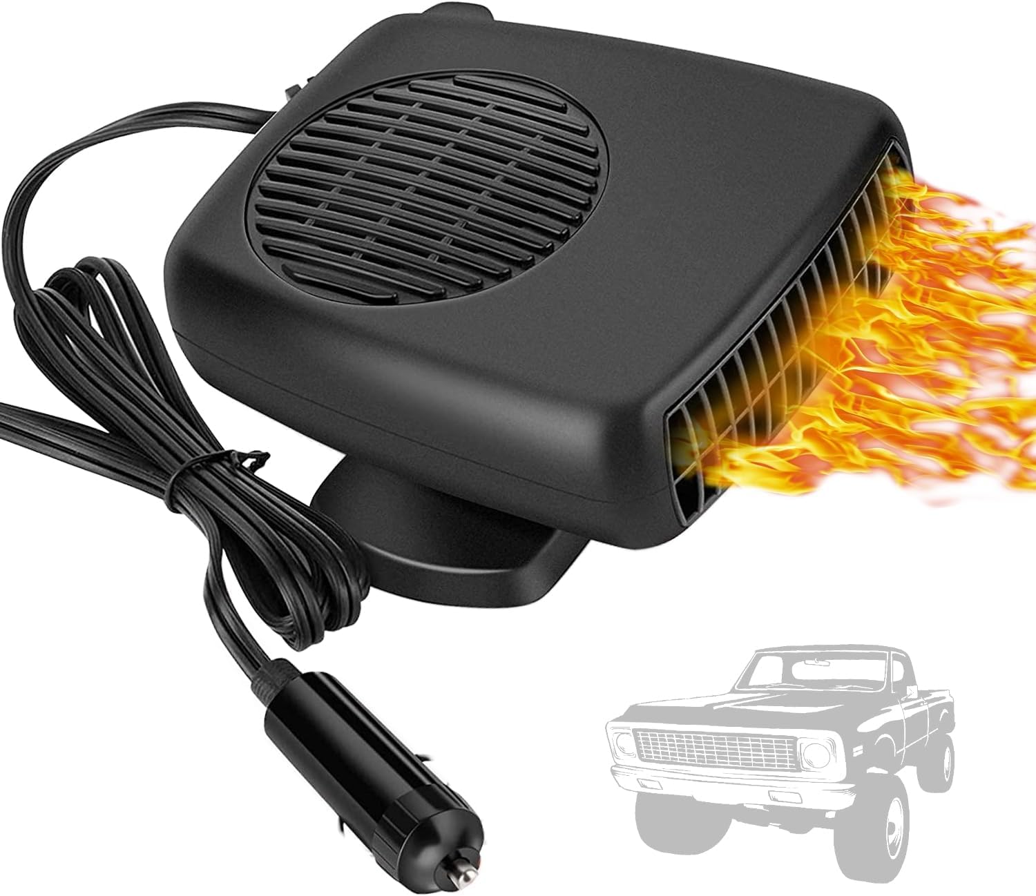 Chauffage/ventilateur De Voiture 12V - Branchement Allume-cigare, Dégivreur Et Désembueur Rapide, 2 En 1