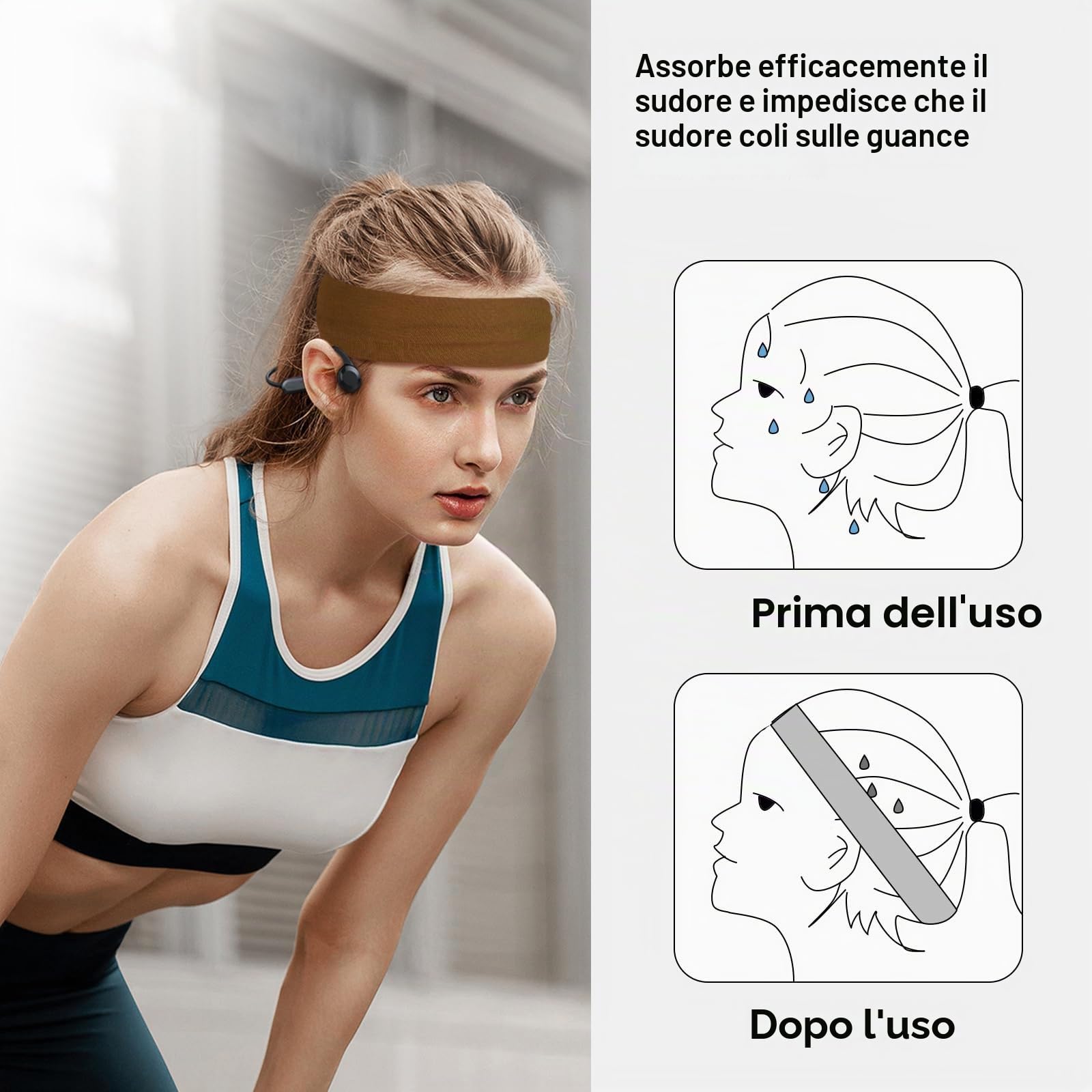 AWUMBUK Fascia Capelli Donna Uomo, 8 Pezzi Fasce Per Capelli Donna Elastica Fascia Per Capelli Antiscivolo Headband Sport Yoga Fitness Fascette Unisex Accessori Per Capelli