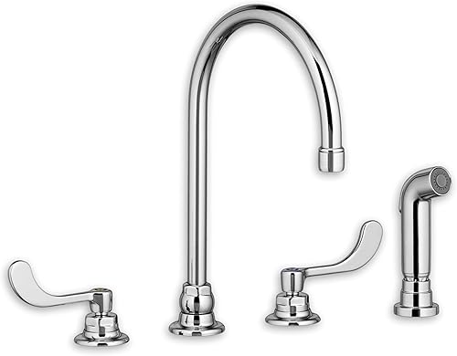 American Standard 6403171.002 Monterrey - Grifo de cocina con boquilla de cuello de cisne extendida de 8 pulgadas con rociador lateral, cromo pulido