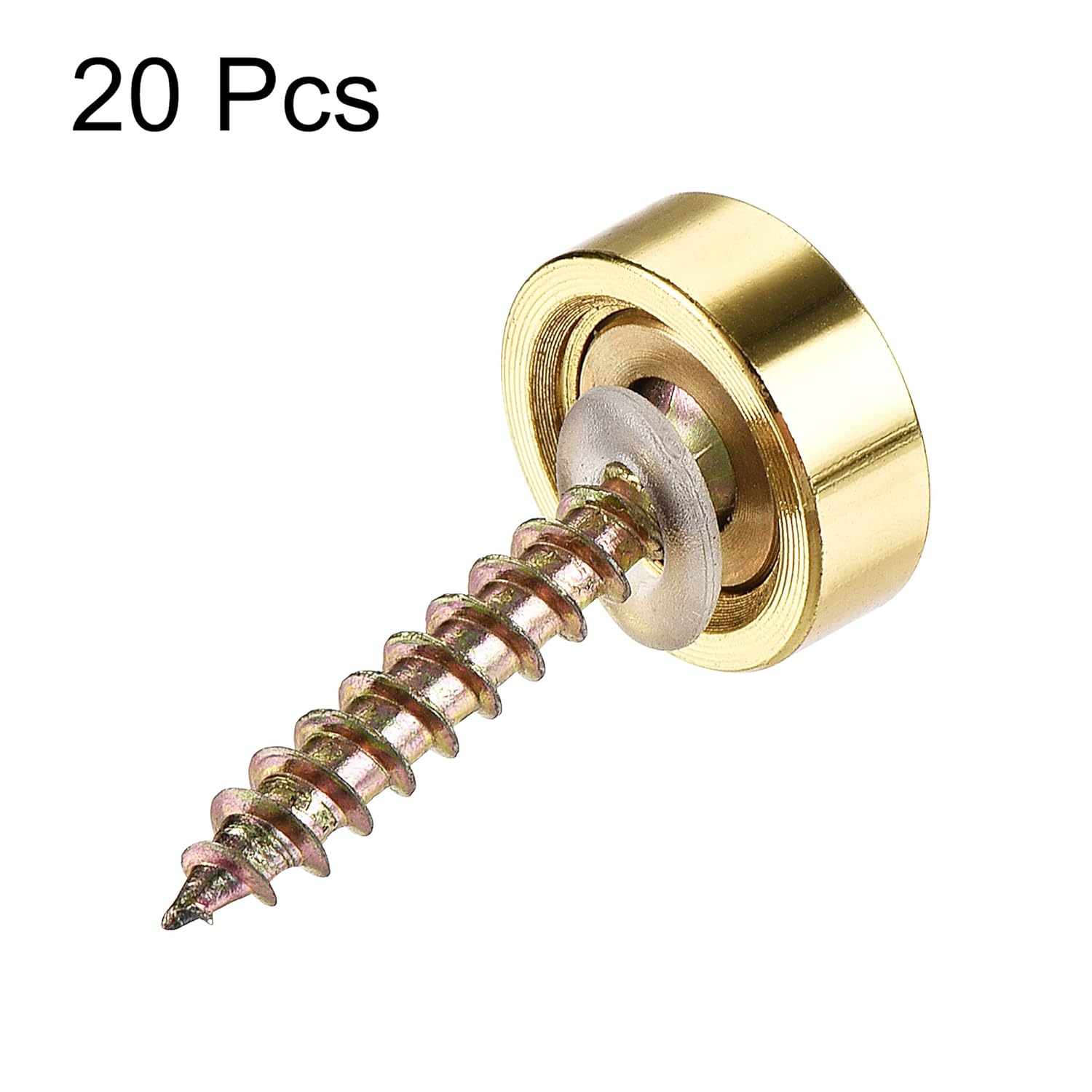 Lilianos 20Pcs 14mm Mirror Screws Decorative Cap Fasteners Cover Nails Electroplating, Bright Gold 304 Stainless Steel Mirror Screw Kit