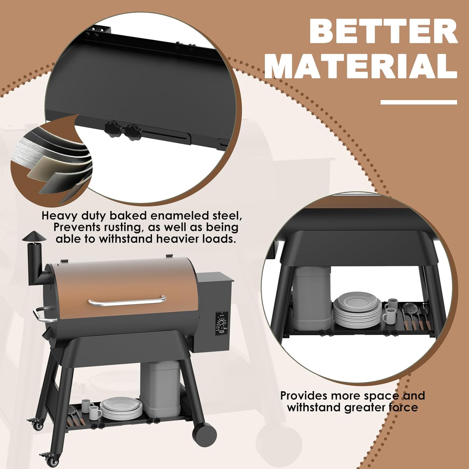 Traeger Pro 34、Pro 780、Ironwood 885シリーズ用の調節可能なグリルボトムシェルフ、Traeger ペ