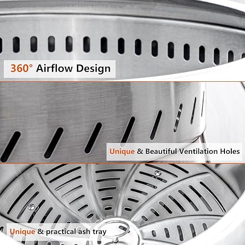 Miniatura 4 de Fogata de acero inoxidable de 19.5 pulgadas sin humo, fogata sin humo para exteriores, fogata de leña para campamento, hoguera, hoguera con bajo