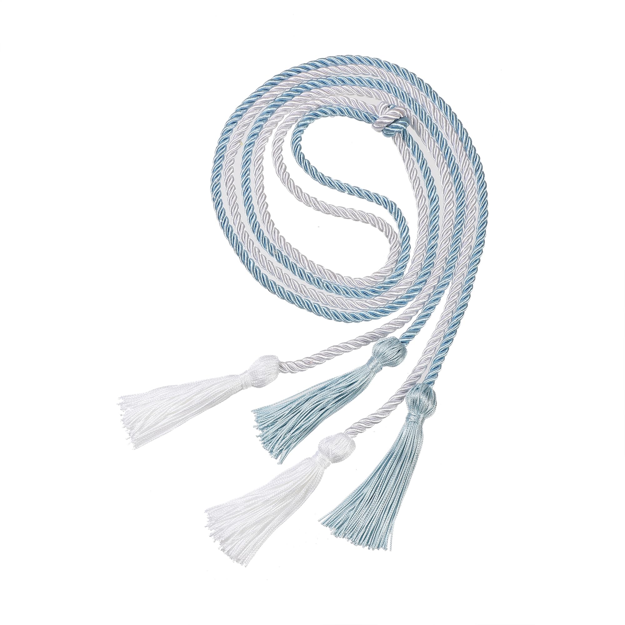 Graduation Double Honor Cord with Tassel, 68" Long (Sky Blue+White)