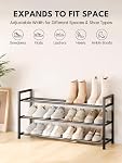 Bumusty Expandable Shoe Rack for Closet, 18“-33” Adjustable Shoe Rack for Small Space, Small Shoe Organizer for Front Door, Sturdy Metal