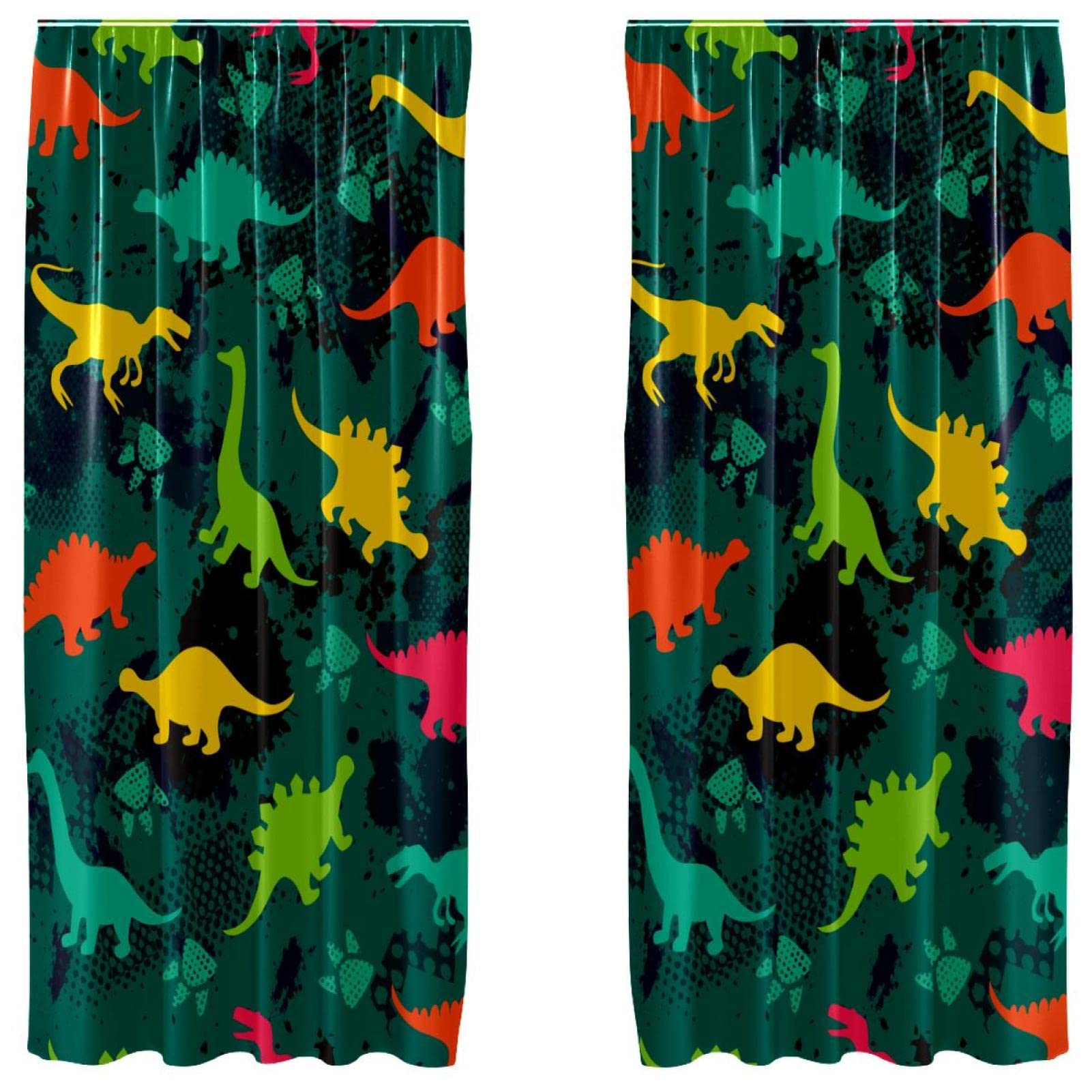 Cortinas de dinosaurios opacas con aislamiento térmico y reducción de luz para niños
