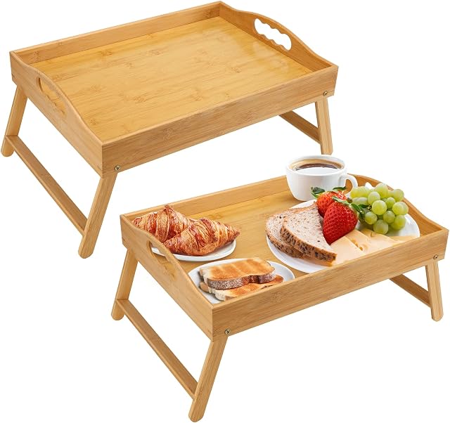 Moretoes Tv Trays for Eating Set of 2, Bed Tray for Eating, Breakfast in Bed Tray, Bed Tray Table, Food Trays for Eating on Bed, Breakfast Tray