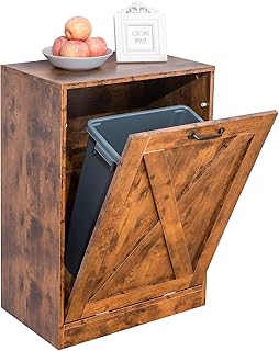 Zedesey 13 Gallon Wooden Tilt Out Trash Cabinet Hidden Trash Can Kitchen Recycling Cabinet Laundry Cabinet for Kitchen, Living Room (Brown)