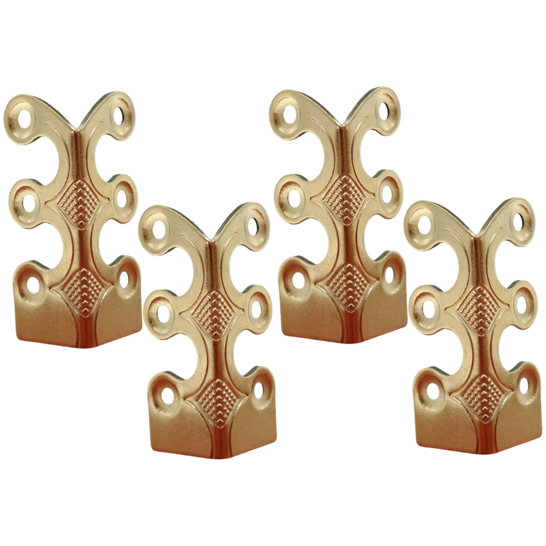 4-Pack Baseboard Corner Protectors - Vintage Style Decorative Corner Brackets, Metal Guards with Screws for Wood Tables, Cabinets, Baseboards, Brass, Furniture Guards