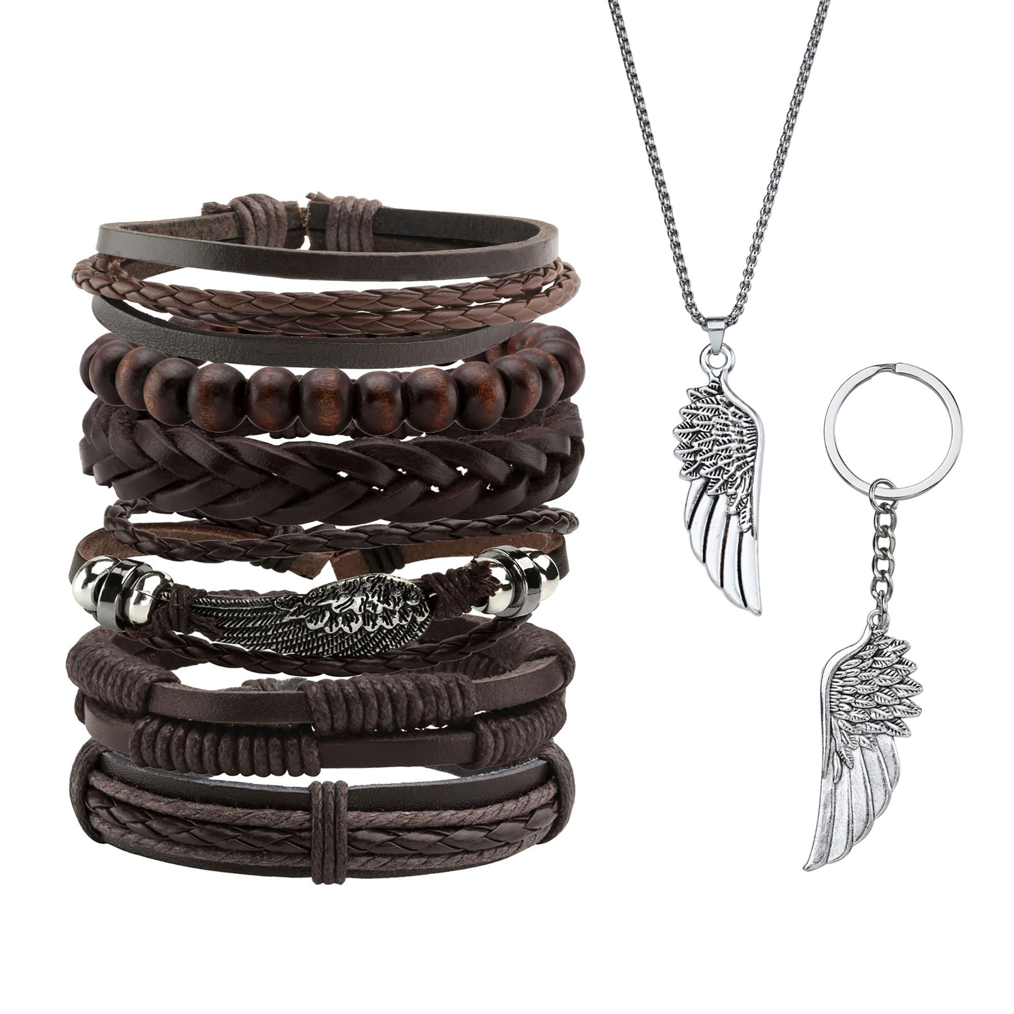 Lot de 6 à 12 bracelets tressés en similicuir punk pour homme et femme, réglables