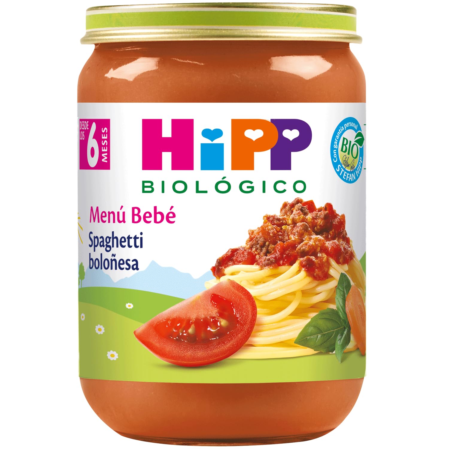 HiPP Biológico - Tarrito De Spaghetti Boloñesa BIO - Menú Bebé - 190g - Ingredientes de Producción Ecológica - A Partir de 6 Meses