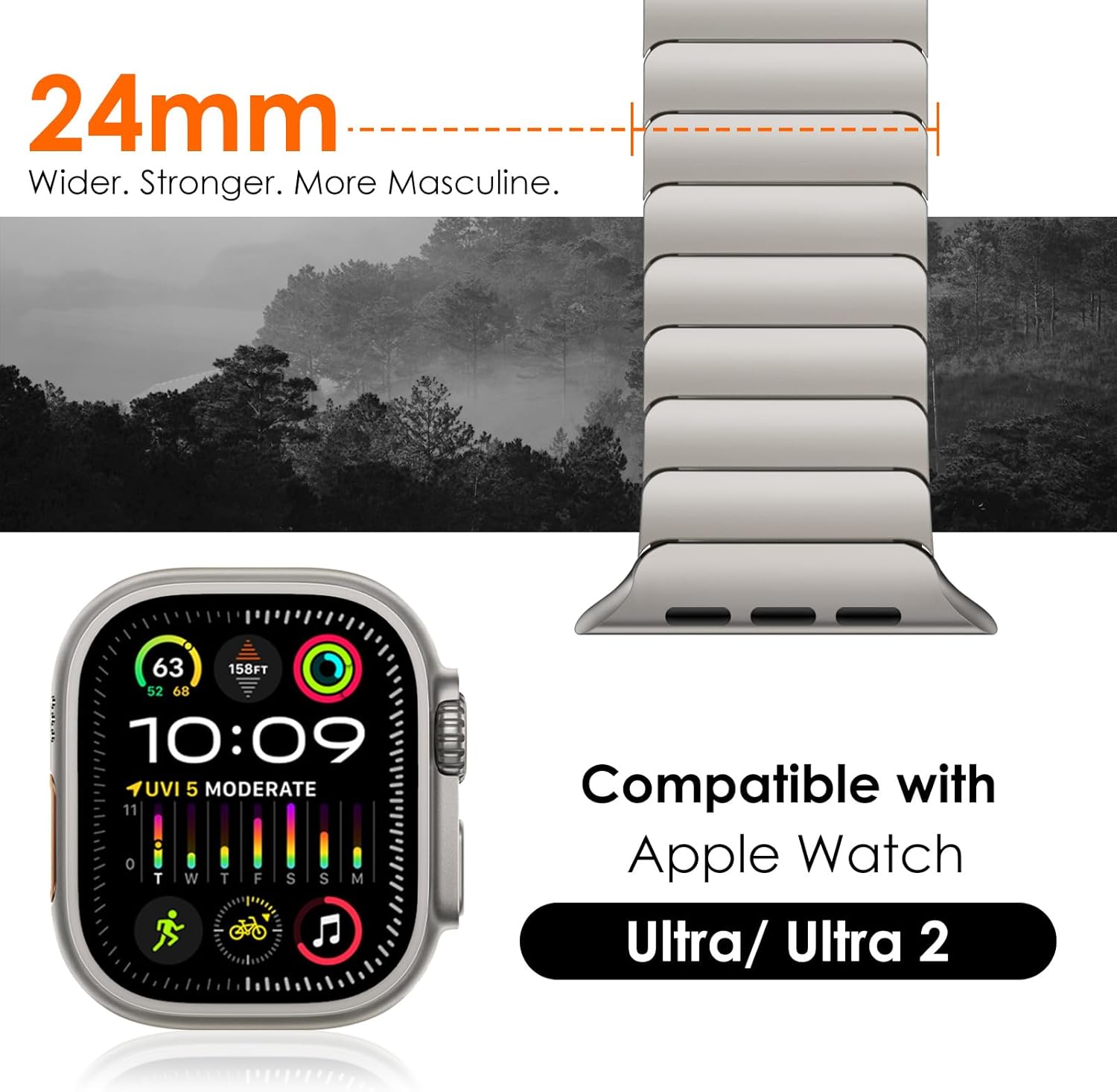 NewWays Titanium & Stainless Steel Link Bracelet for Apple Watch Band Ultra 3 2 1 Band 49mm Series11 10 46mm 42mm 45mm 44mm 41mm 40mm 38mm Series 3-11