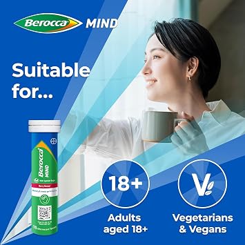 Berocca Mind Effervescent Tablets, Berry, 15 Tablets x 4 Pack