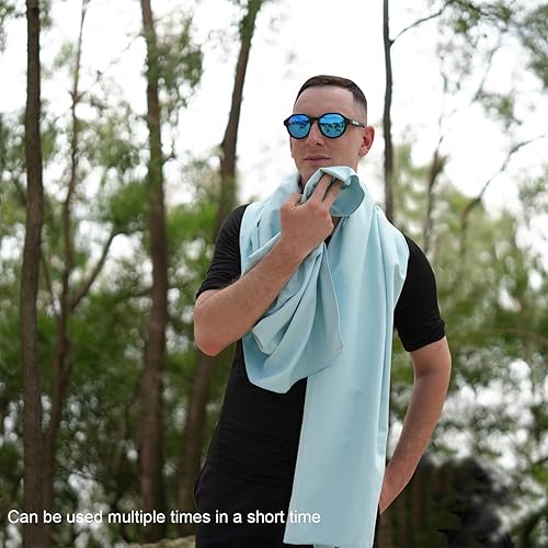 Miniatura 5 de MONICE Toalla de microfibra para camping, viajes, playa, deporte, natación, secado rápido, ligera, súper absorbente (azul cielo, grande, 32 x 72