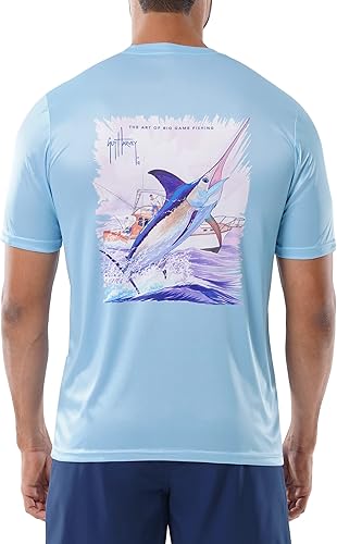 Guy Harvey Camiseta de manga corta para hombre con protección solar UPF 30+