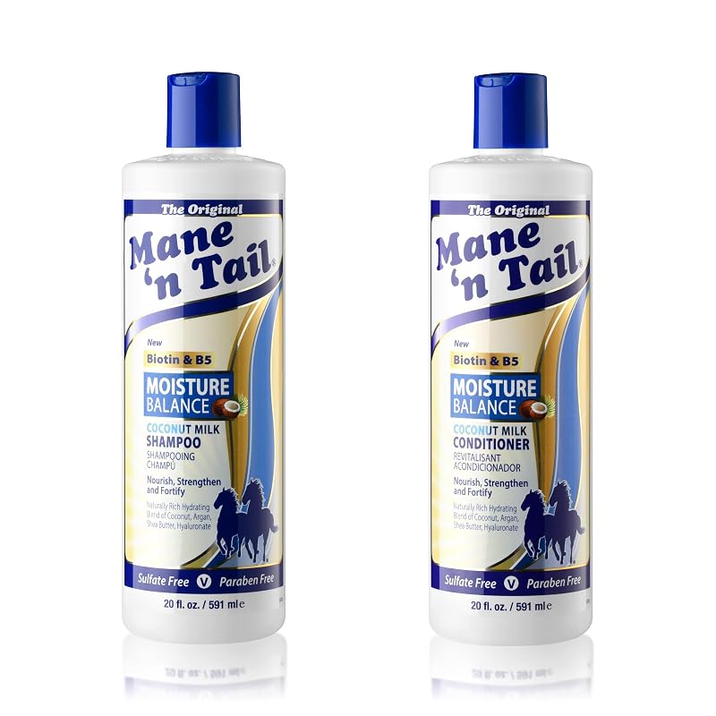Kit de Shampoo e Condicionador para Cavalos Mane 'n Tail Moisture Balance com Coco e Biotina, 2 x 600 mL