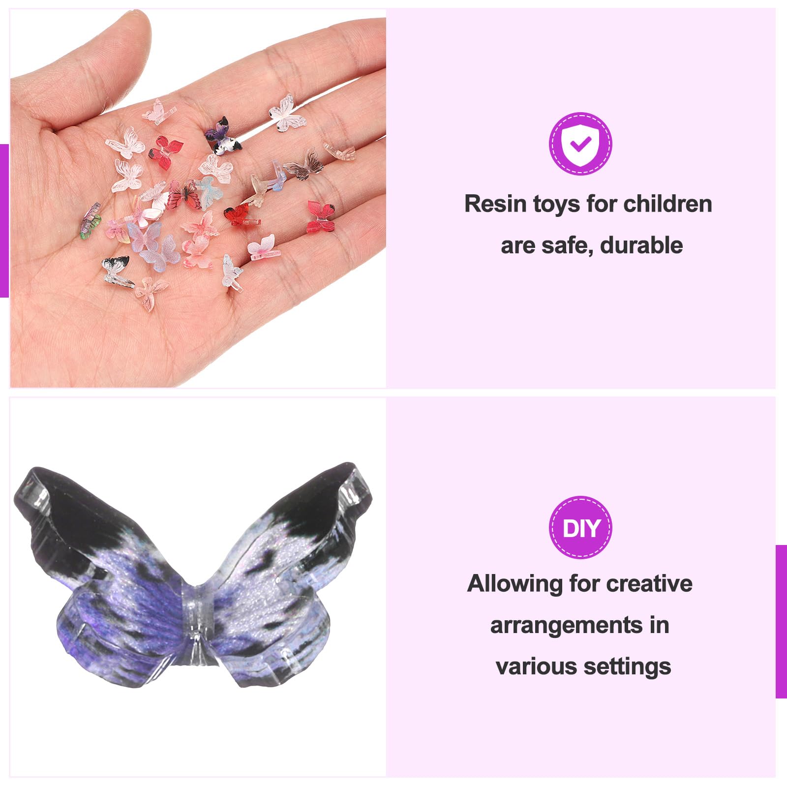 CoCud Mini Resin Butterflies, 8mm Length, Resin Miniature Dollhouse Accessories Blue Black - Image 4