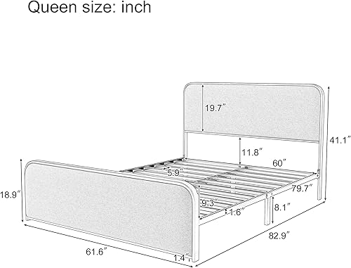 Miniatura 87 de SOFTSEA Cama de plataforma tapizada tamaño Queen con cajón de almacenamiento, marco de cama tapizado con cabecera con respaldo de alas, soporte de