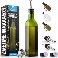 Zulay Kitchen 17oz Green Glass Olive Oil Dispenser Bottle - Leak-Proof Spouts, Funnel, Corks for Precise Pouring & Fresh Storage
