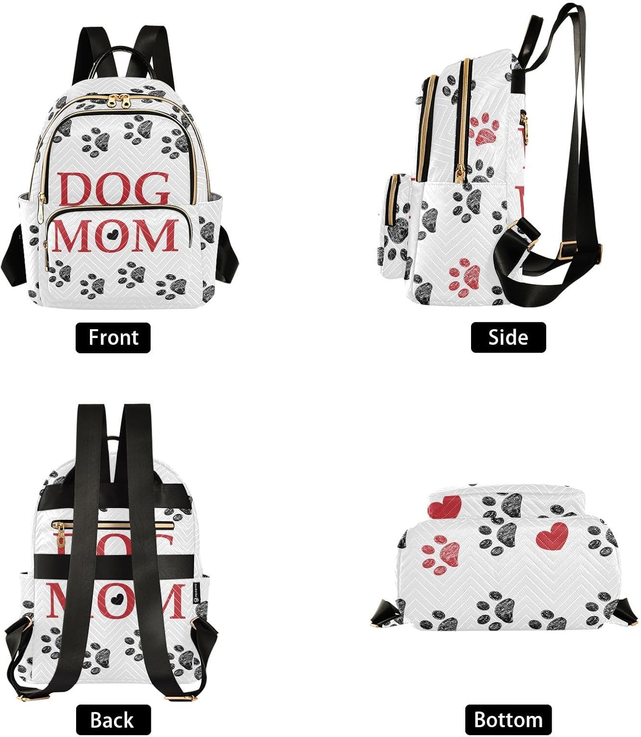 Paw Dog Mom Mini Backpack for Women, Travel Backpack Purse Daypack Shoulder Bag for Ladies