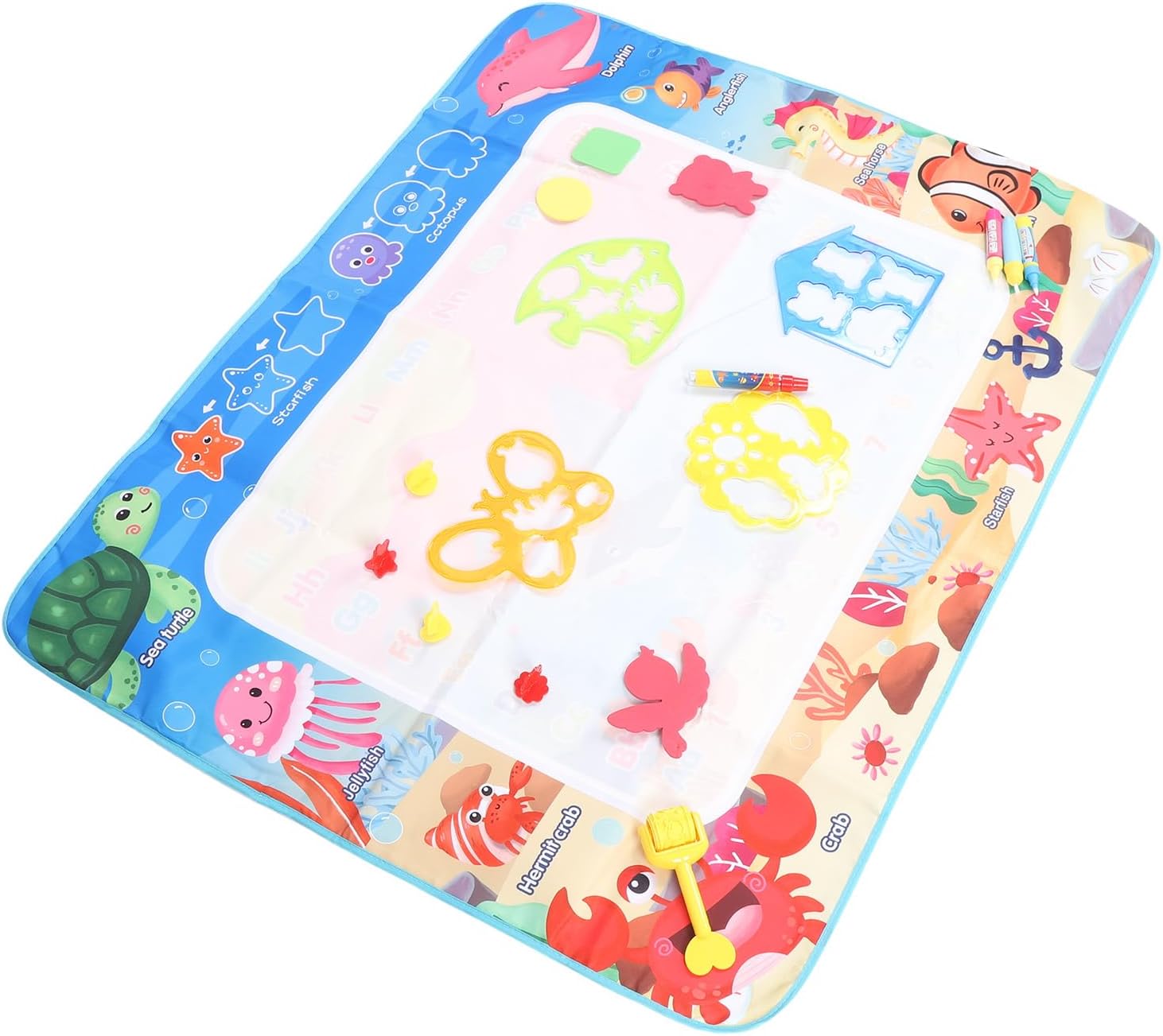 Zunate Water Doodle Mat for Kids, Large 39.4 X 31.5 Inch Reusable Painting Writing Board with 4 Pens and Accessories for Educational Creative Fun At Home Travel