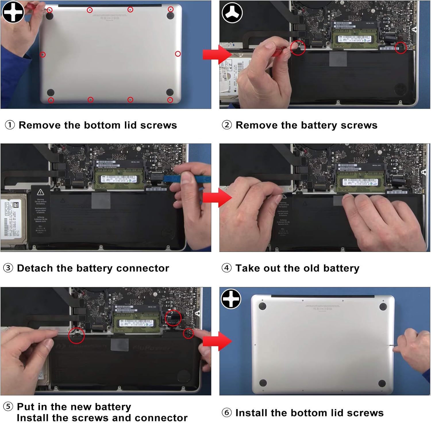 A1322 A1278 Battery for MacBook Pro 13 inch Mid 2012 2010 2009 Early 2011 Late 2011 - Long Lasting [65.7Wh/10.95V]