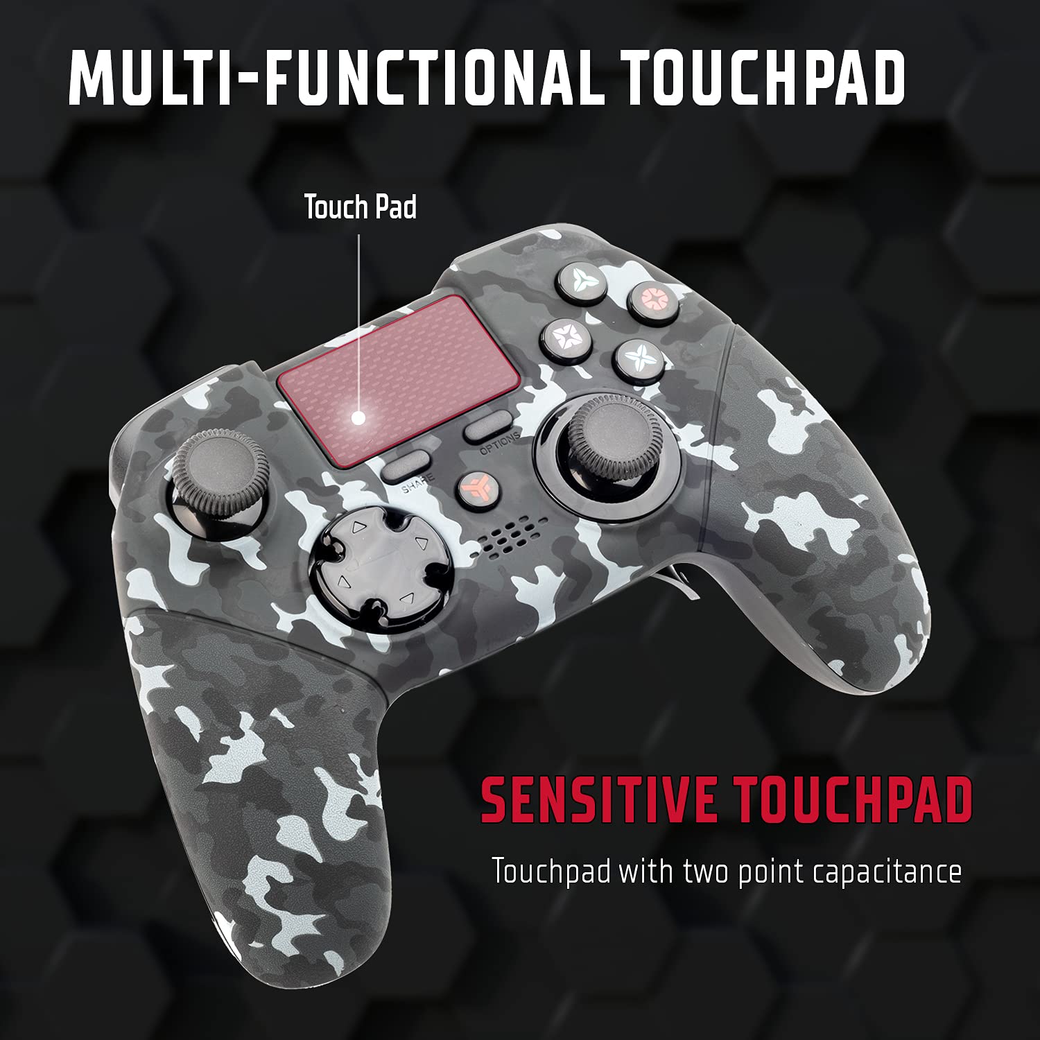 Itek - EVOCON ADV B01 - Controller wireless ergonomico con sensore di movimento Axis6 e Dual Shock. Tasti Programmabili e Touchpad. Bluetooth. Compatibile con PS4, PC e laptop