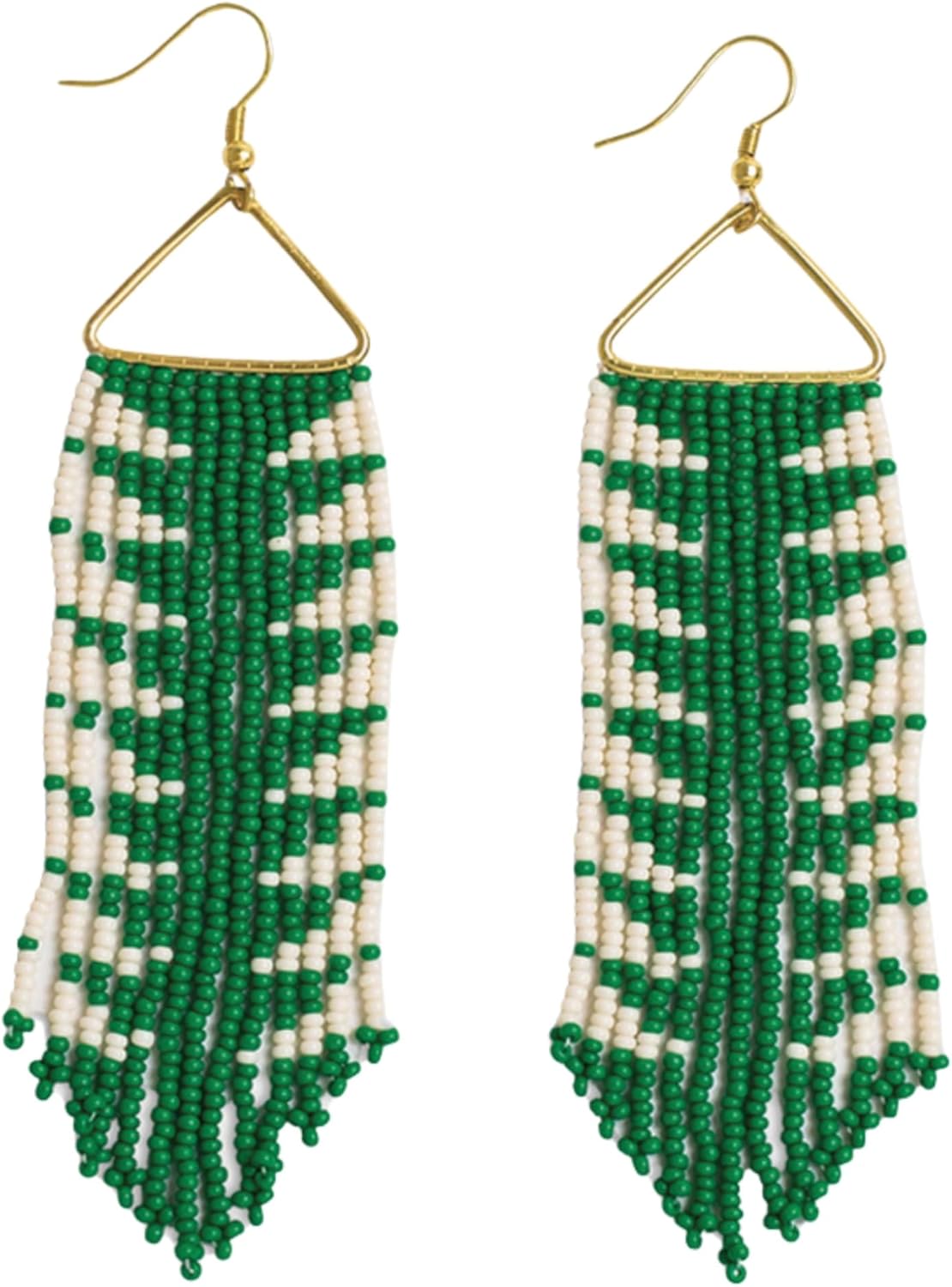 INK+ALLOY Beaded Earrings for Women Dangling, Emilie Seed Bead Long Fringe Statement Boho Earrings, Hypoallergenic Handmade Jewelry for the Modern Bohemian, 4.5-Inch