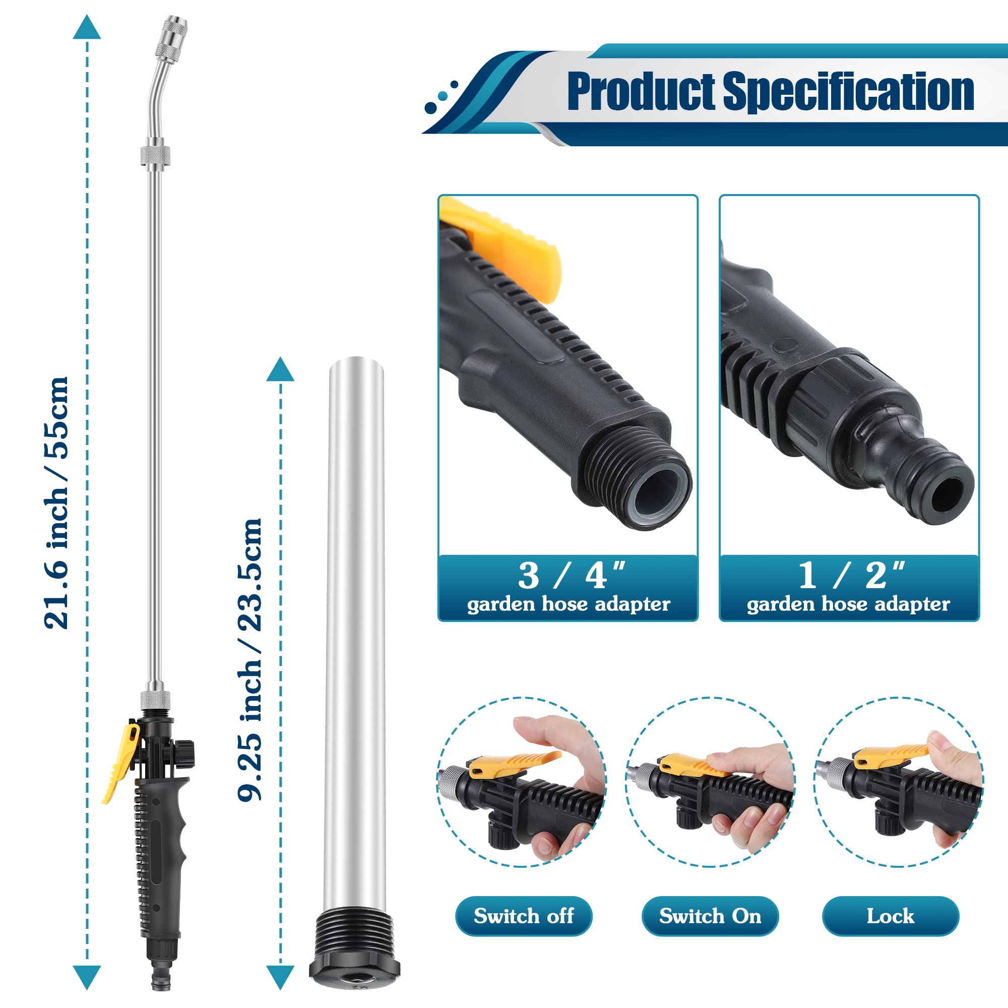 Saillong 4 Pcs RV Water Heater Anode Rod and Sprayer Flush Wand Kit, 9.25'' Length 3/4'' NPT Thread, Compatible with Mor-Flo and Suburban Water Heater Tank, Water Heater Anode Rod with 2 Sealant Tapes