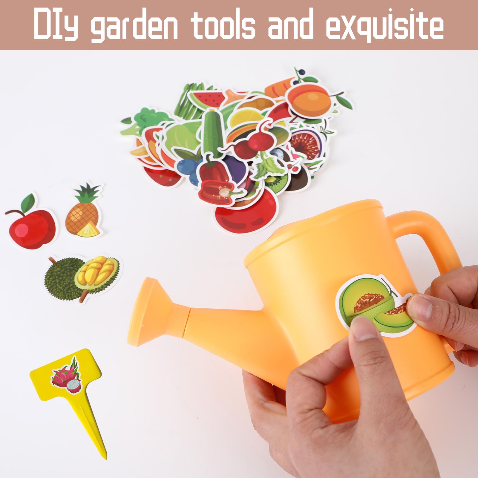 Juego de jardinería para niños, herramientas de jardinería para niños con regadera, pala, rastrillo, guantes, delantal impermeable y bolsa de almacenamiento, herramienta de jardín para niños 4