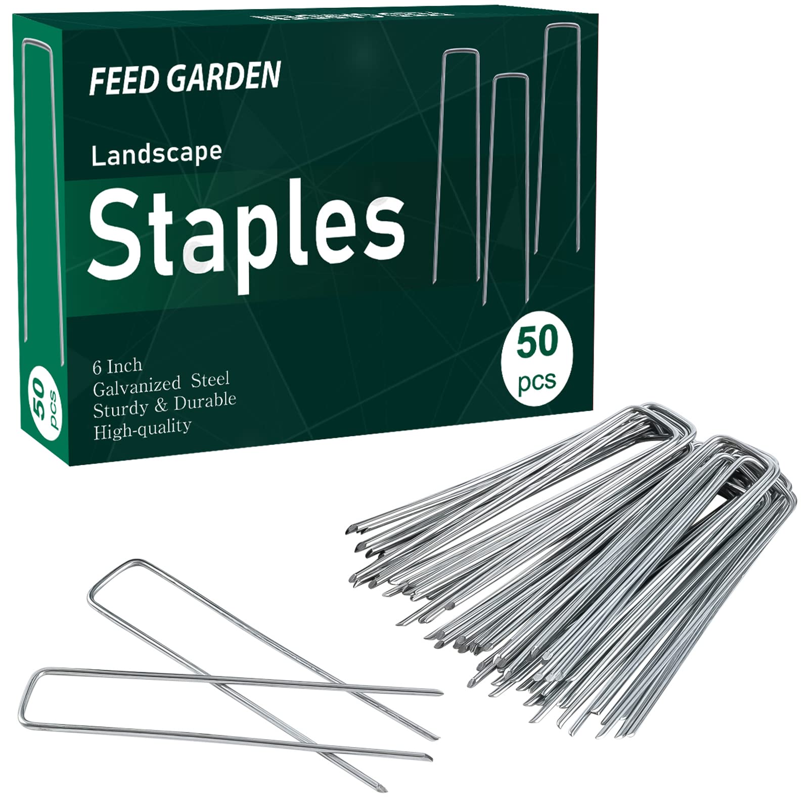 FEED GARDEN Galvanized Landscape Staples 4 Inch 50 Pack 6 Inch 50 Pack