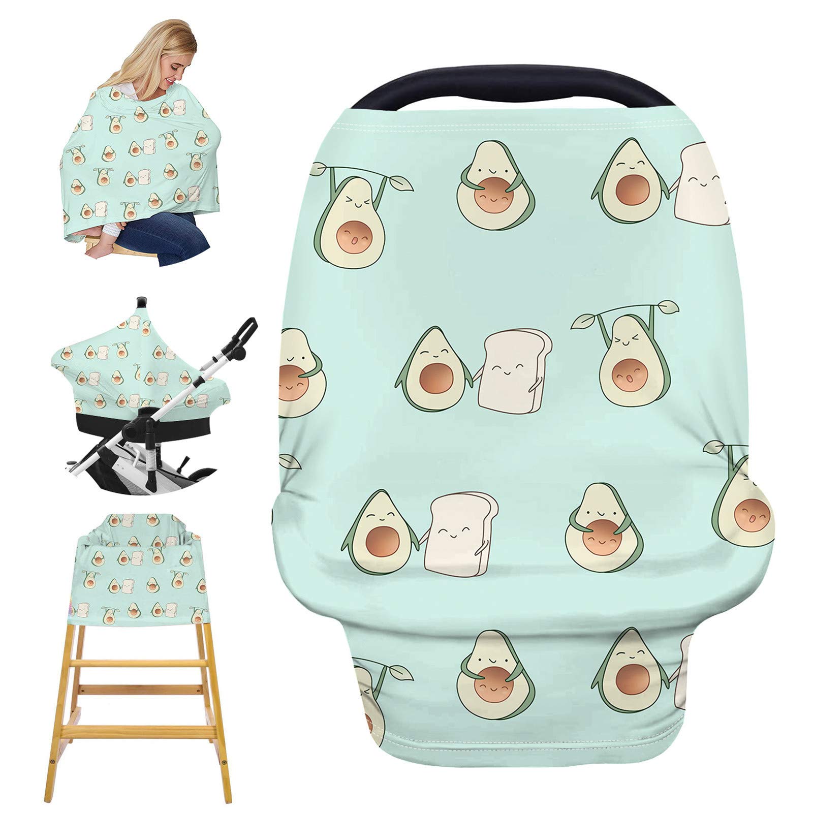Nursing Cover for Breastfeeding, Stretchy Car Seat Cover for Babies, Soft Breathable Breastfeeding Cover, Stroller Covers, Shopping Cart Cover, Multi-Use High Chair Cover, Baby Shower Gifts