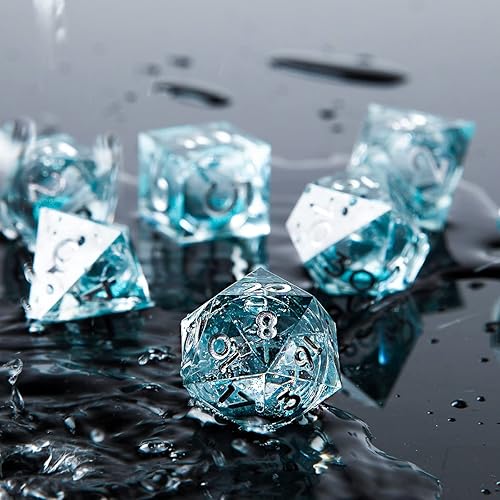 Miniatura 3 de Juego de dados DND líquidos hechos a mano, dados DND de núcleo líquido, bola de arena movediza, 7 dados accesorios para juegos de mazmorras y