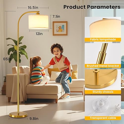 Miniatura 5 de Lámpara de pie regulable, lámparas de pie para sala de estar, lámpara de pie moderna con pantalla de lino, lámpara alta para dormitorio, oficina