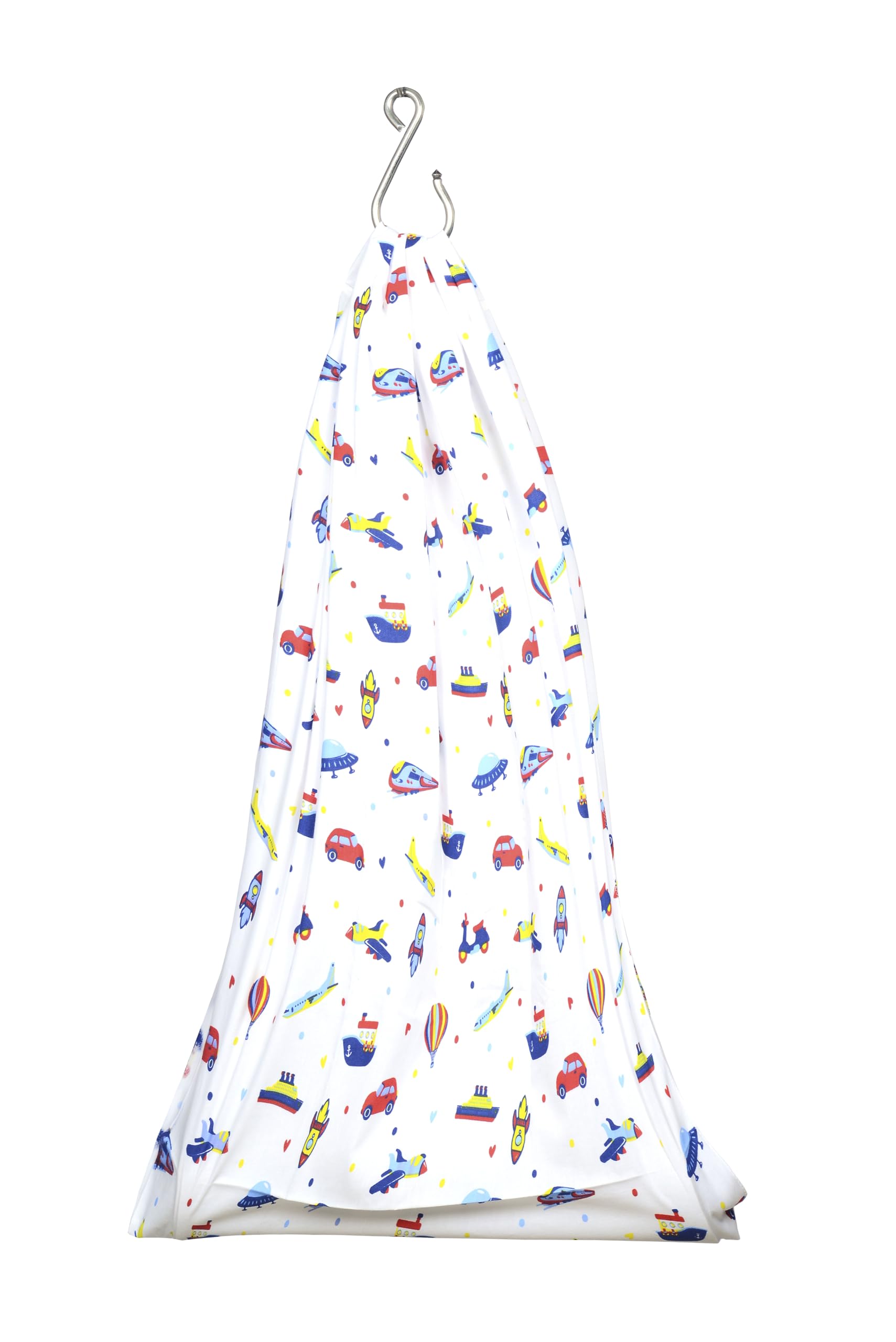 Happy Bunny 100% Soft & Strong Cotton Baby Cradle Cloth Only (Thottil Hanging Swing Jhula Uyyala), Large Width for Newborns, Heavy & Tall Babies, 0-3 Years (Rocket-Car Print) - Image 4 thumbnail