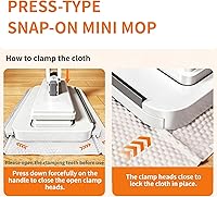 Vista 3 de Mini trapeador con agarre rápido con mango de 39 pulgadas, limpiador de polvo sin espacio al tacto y cabezal de bloqueo, trapeadores perezosos