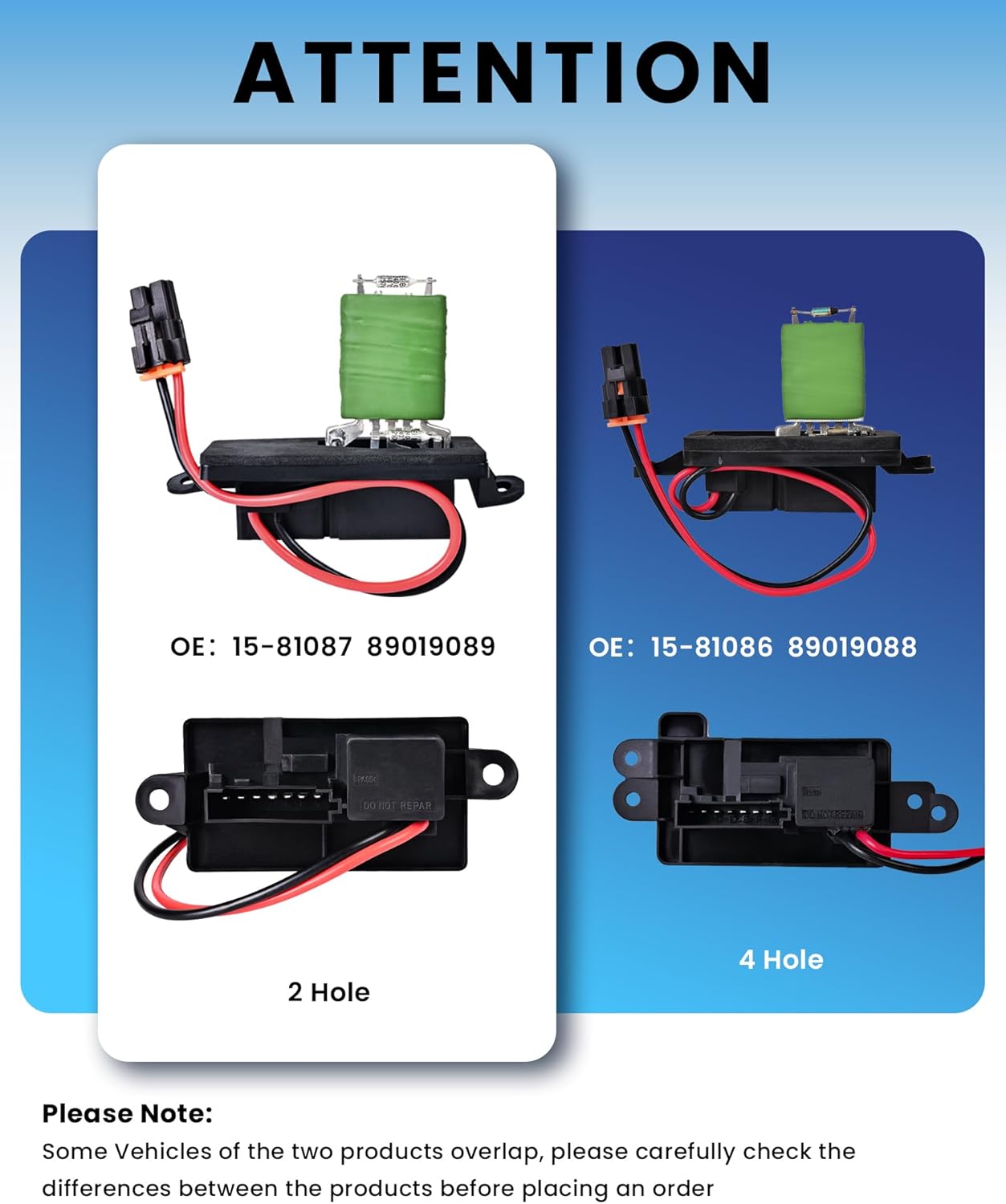 PANNUOSCS HVAC Blower Motor Resistor with Harness Compatible with 1999-2007 Chevy Silverado Avalanche Suburban Tahoe GMC Sierra Yukon 89019089(ONE Hole Mounting Flange on Each Side)