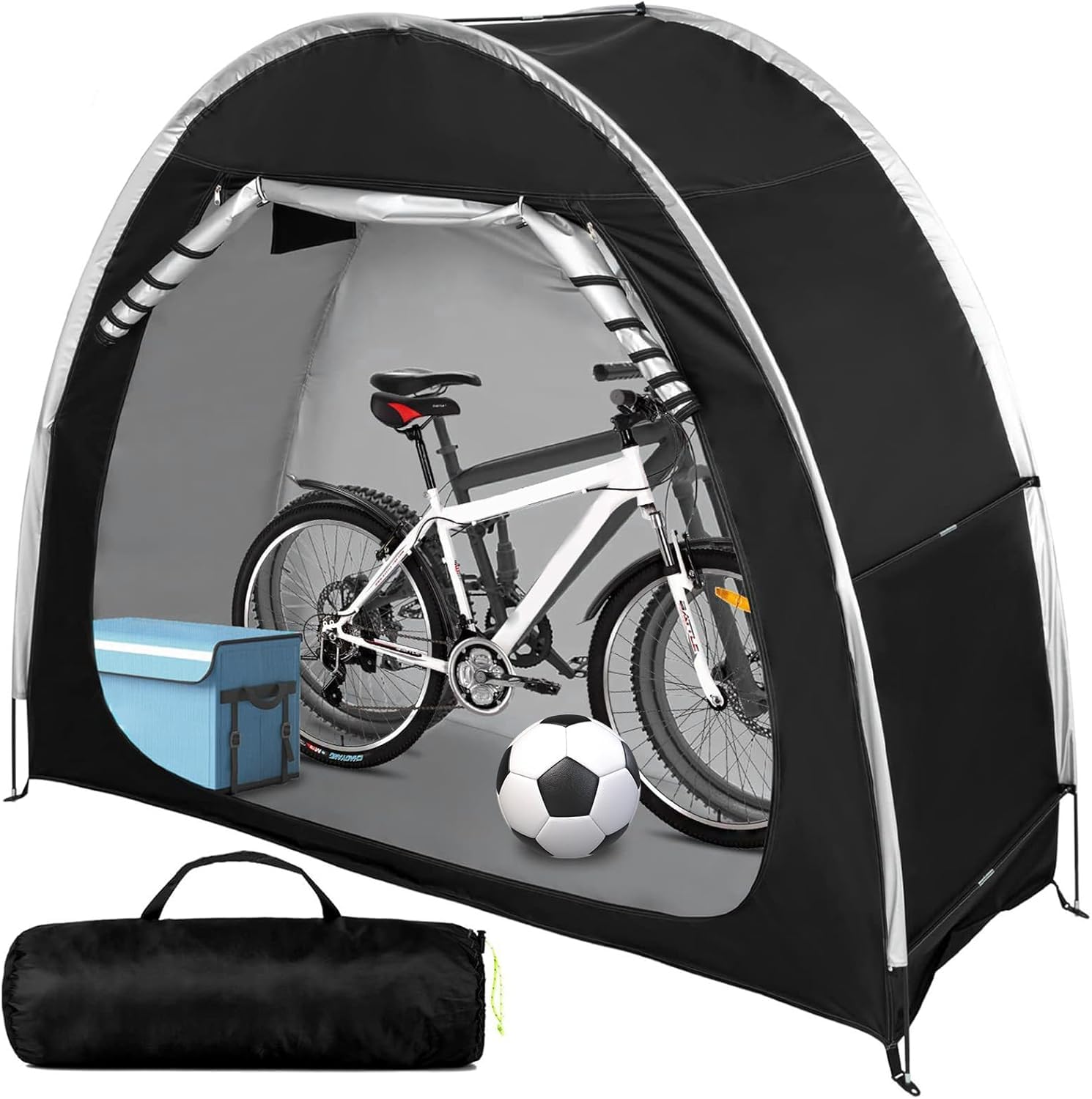 Fahrradgarage für 2 Fahrräder, Wasserdicht Fahrradzelt Draußen, 210D Oxford Fahrradschuppen, Tragbare Fahrrad Aufbewahrung Abdeckung, Outdoor Fahrradgarage für Garten, Camping und Allwetter Schutz Baumarkt