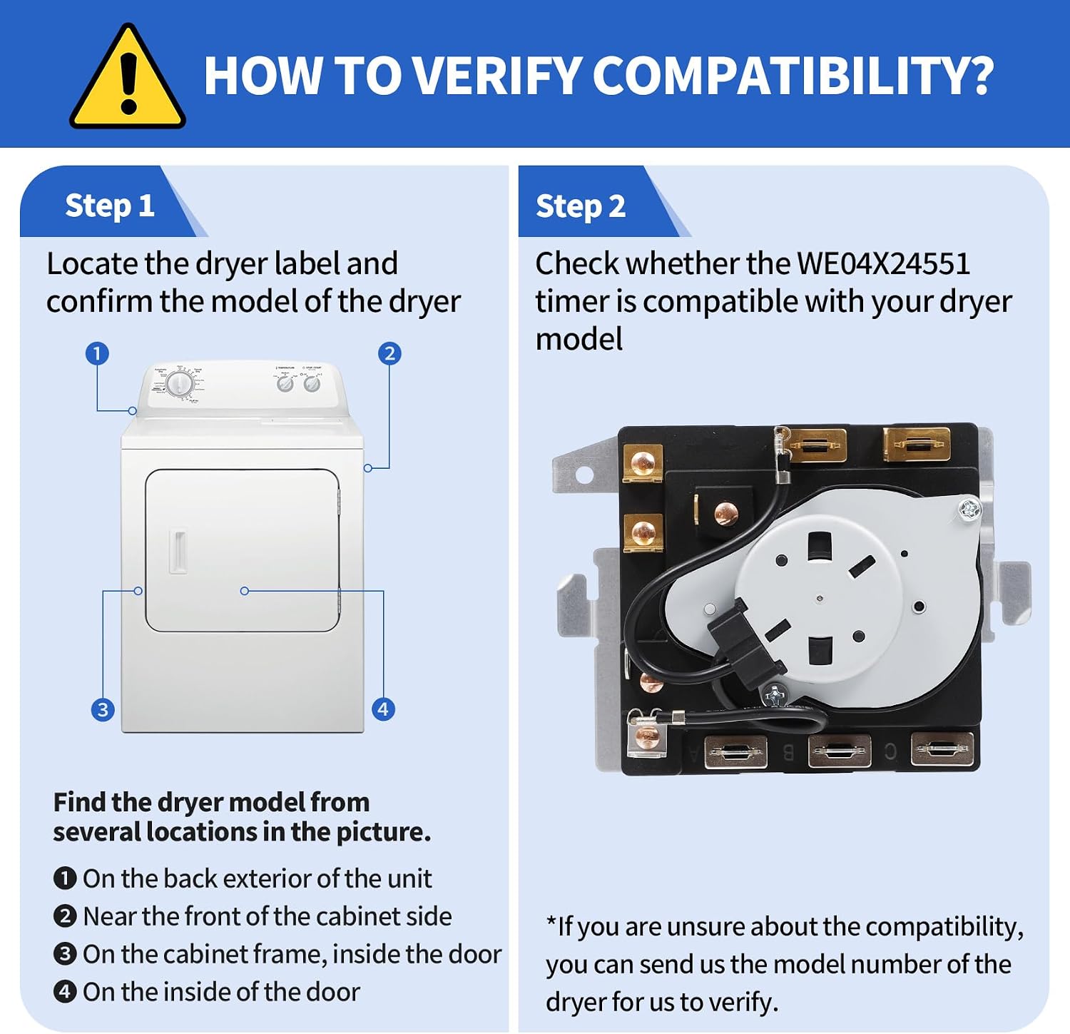 WE04X24551 234D2377P001 Dryer Timer Compatible with GE Dryer Timer GTD45EASJ0WS GTD45EASJ1WS GTD45EASJ2WS GTD45GASJ0WS GTD45GASJ1WS GTD45GASJ2WS GTD45GASJ3WS GTD45EASJ3WS, Replacement TMD1GM29