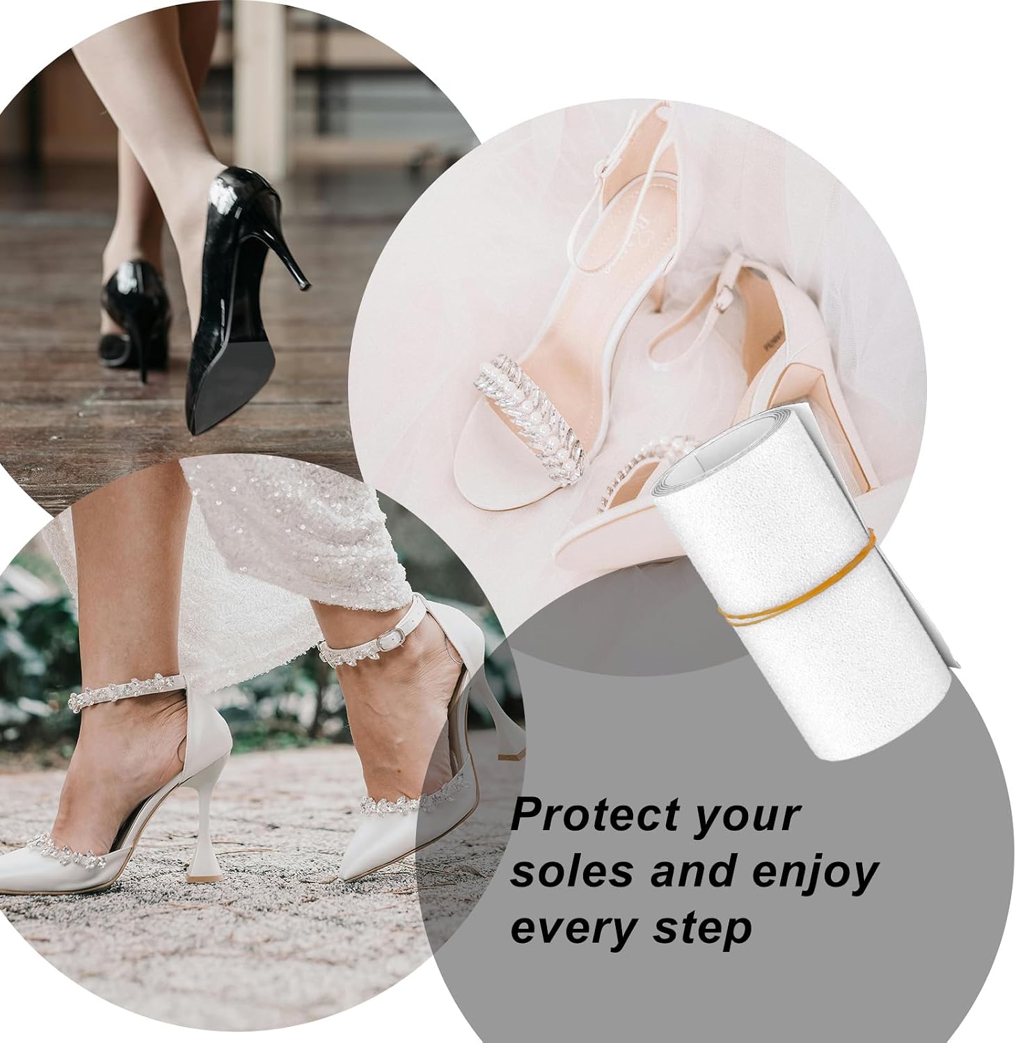 Shoe Sole Protector, 3.94x39.37 Inch Self-Adhesive Anti-Slip Shoe Grips on Bottom of Shoes Clear Transparent Sole Guard Stickers Protector Cover Pad for High Heels Boots & Sneakers