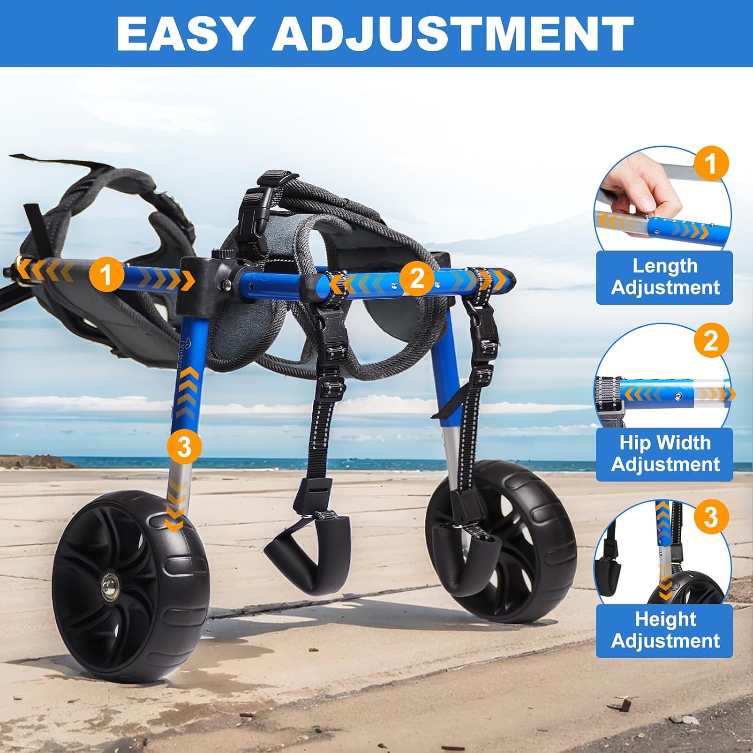 Dog Wheelchair for Back Legs with Upgraded All-Terrain Tires & Durable Bearings,Adjustable Dog Wheelchair for 11.8"-17.7" Lenght,22-35 lbs Disabled or Injured Small Dogs