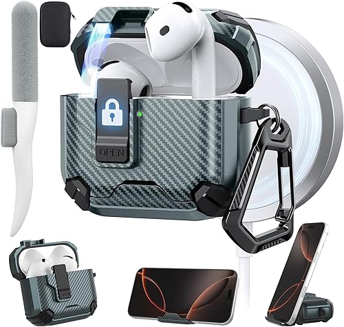 Vista 33 de Maxjoy Funda para AirPods Pro 3 2025 con bloqueo automático MagSafe, compatible con Apple AirPod Pro de 3ª