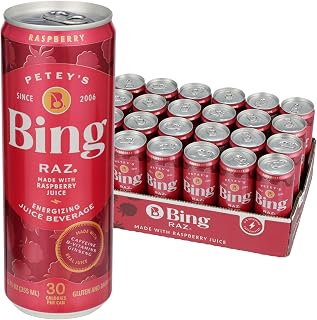 RAZ Energizing Juice Beverage – Raspberry (12oz/24pk) – Made with REAL Juice! Only 1g added Sugar, Low Calorie, 5 B-Vitamins & Ginseng; 100mg Caffeine; Vegan, Gluten + Dairy Free. DELICIOUS