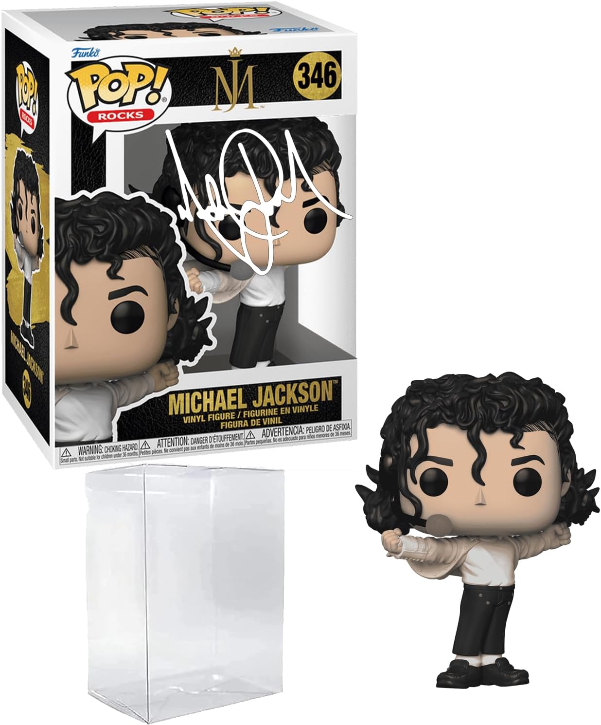 Michael Jackson #346 1993 Super Bowl Facsimile Signed Reprint Laser Autographed Funko POP! Rocks Figurine with Protector Case - Image 3