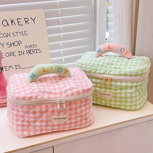 Miniatura 8 de BILIPOPX Bonita bolsa de cosméticos kawaii de viaje, de algodón, organizador de maquillaje con asa, bolsa de aseo para mujeres, adolescentes y