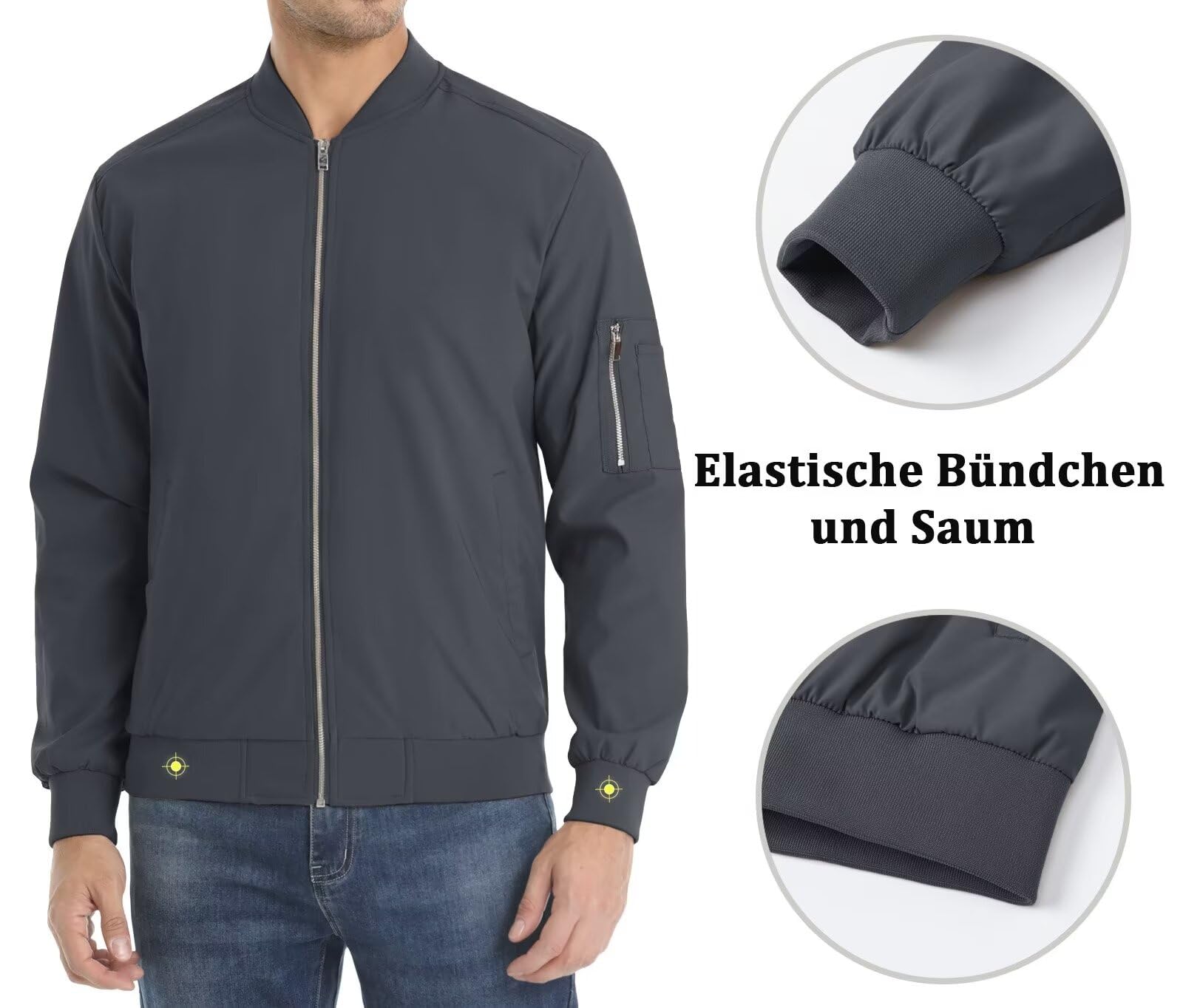 KEFITEVD - Giacca da baseball da uomo, stile casual, estiva, con tasche con cerniera