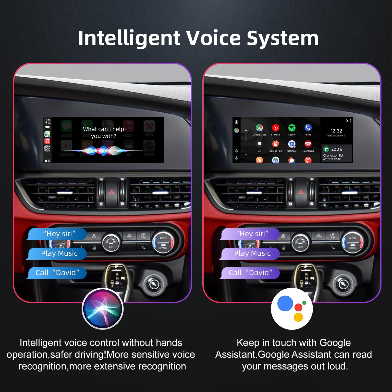 Wireless CarPlay e Android Auto Retrofit Kit per Alfa Romeo Giulia Stelvio | Plug & Play Carplay Adattatore per Alfa 2017-2020 con schermo da 6.5"/8.8" supporta SWC Bluetooth WiFi Siri Navigazione GPS