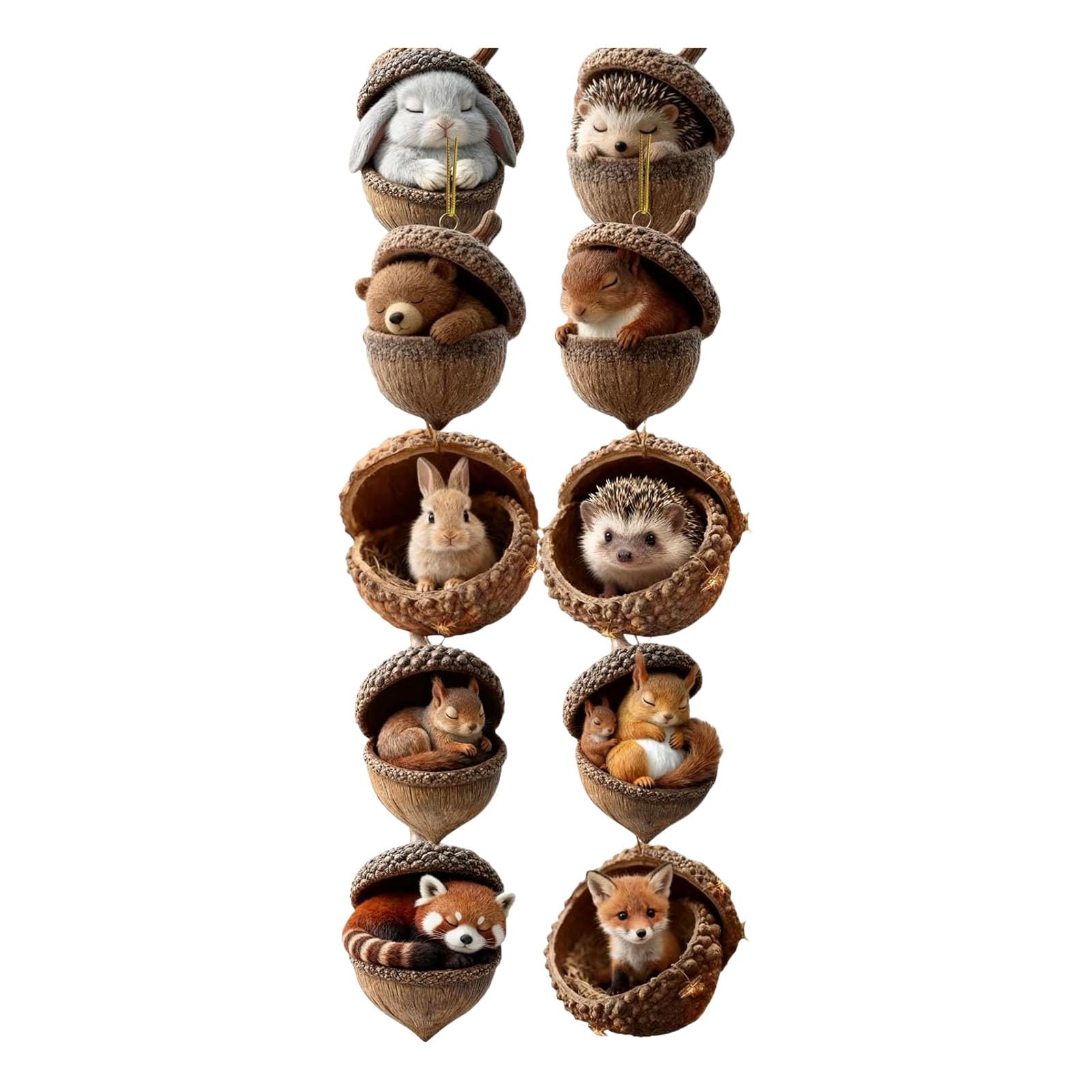 Nucelit Of 10 2D Acrylic Hanging Ornaments Featuring Adorable Animals Nut Shape Ornament for Festive Homes Decors Pine Cone Decoration