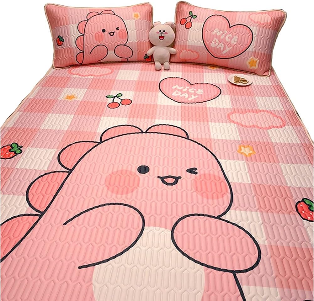 Three-Piece Summer Latex Ice Silk Mat, Hine Washable, Summer Student Dormitory Single Child Air-Conditioning Soft Mat (Size : 1.5 m Bed) (1.5 m Bed)