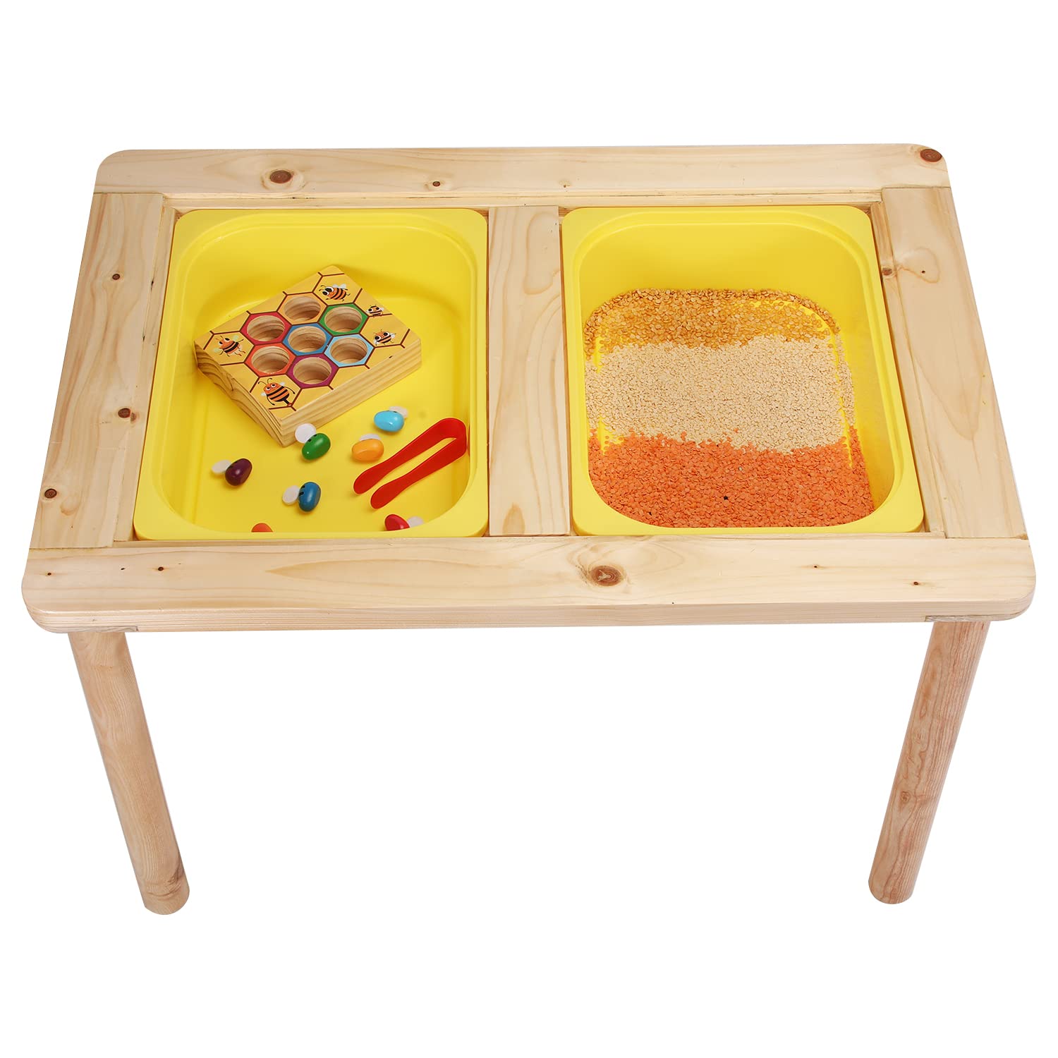 Kiddery Sensory Table | Montessori Inspired Activity Table With Lids and Bins | Sand and Water Play | Birchwood Construction | Child Safe Non-Toxic Paints | Made in India 2