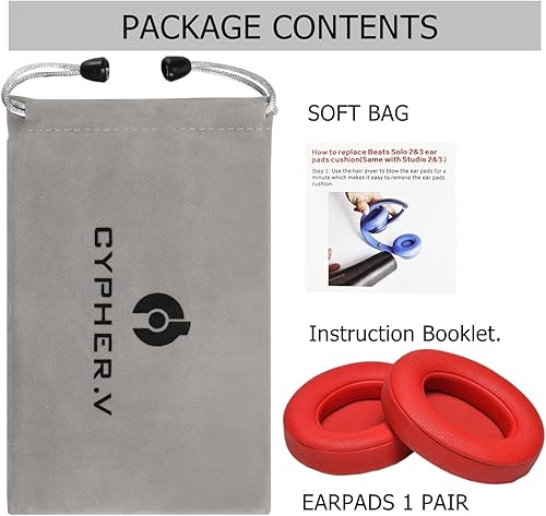 Miniatura 10 de Dr.DRE-1 par de almohadillas de repuesto para almohadillas de oído compatibles con Beats Studio 2.0 inalámbricoscableadas y Studio 3.0 (negro floral)